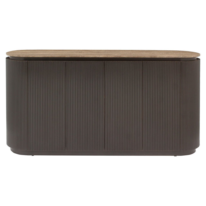 Richmond Interiors ovales Travertin-Sideboard Russo braun | 4-türig