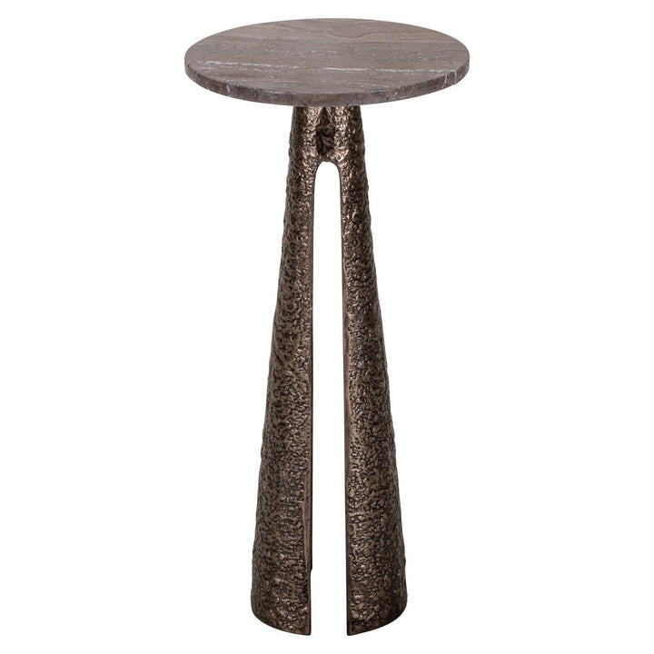 Richmond Interiors runder Travertin-Beistelltisch Eldora Bronze | Ø 30 cm