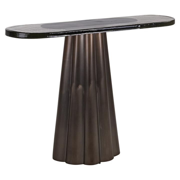 Richmond Interiors ovaler Glas-Konsolentisch Barwick | Antik Messing