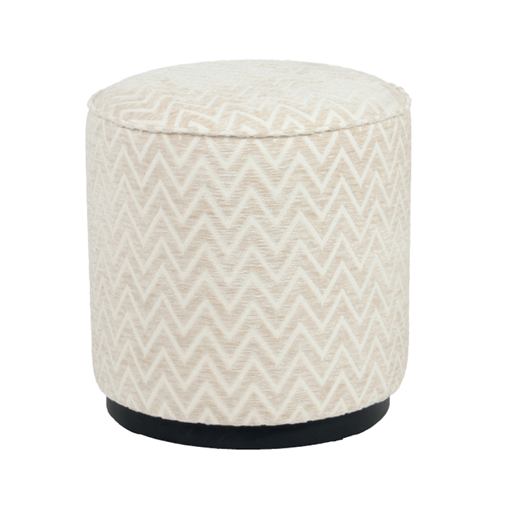 Richmond Interiors runder Hocker Lexie Beige mit Zick-Zack Muster | ø 45 cm