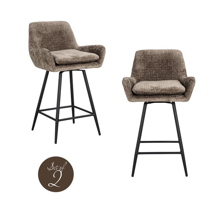 Richmond Interiors 2er Set Chenille Barhocker Counterstuhl Linsey | Stone