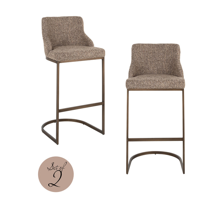 Richmond Interiors 2er Set Tweed-Barhocker Bolton | Braun-Beige