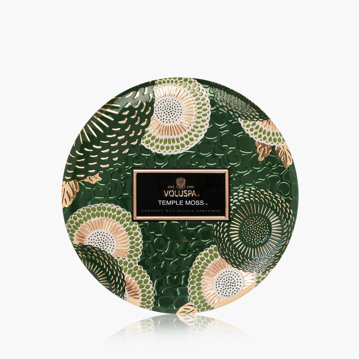 Voluspa 3-Docht Duftkerze Temple Moss | Dose mit Deckel