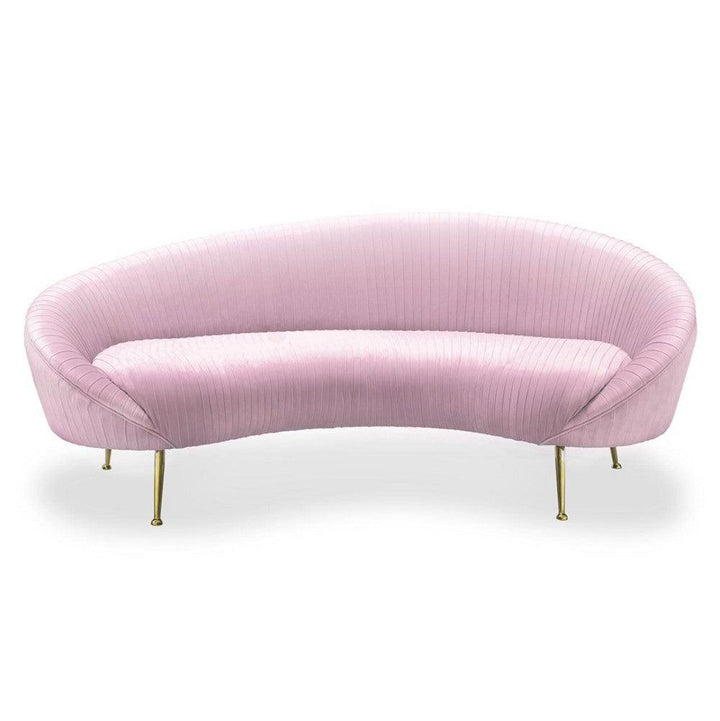 Abhika Rundes Samt-Sofa Kelly Plissee | Rosa