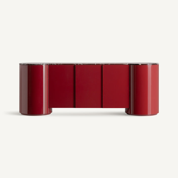 Vical Hochglanz-Sideboard Capitello mit Marmorplatte | Rot