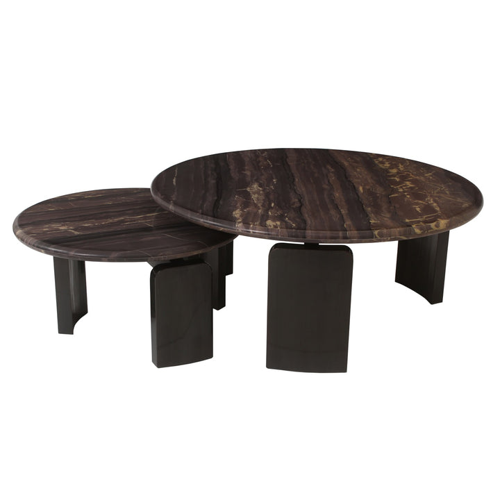 Richmond Interiors 2er Set Marmor-Couchtisch Menton | Burgunder