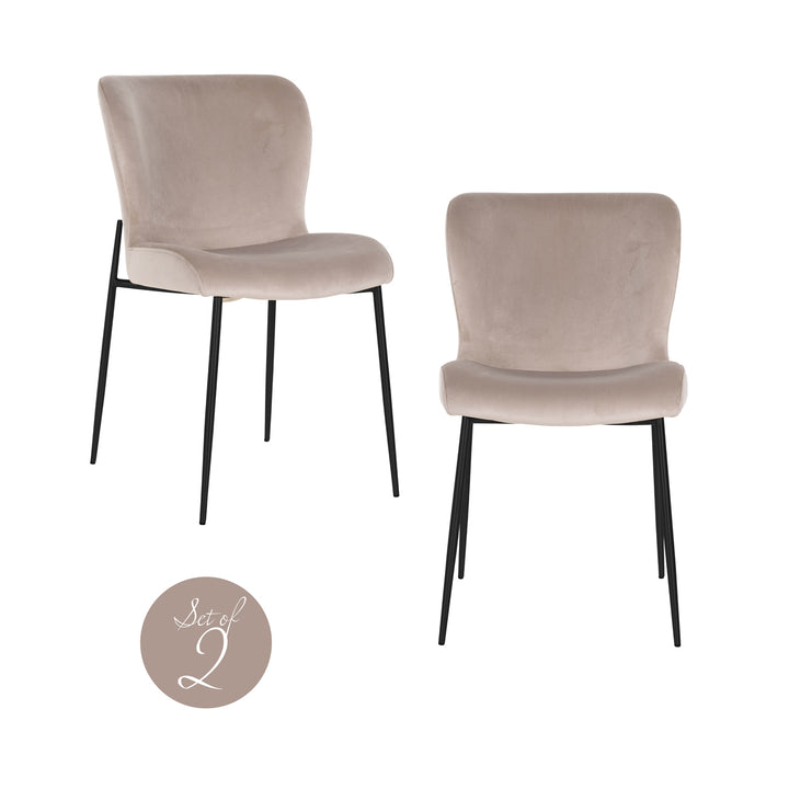 Richmond Interiors 2er Set Samt-Esszimmerstuhl Darby | Khaki