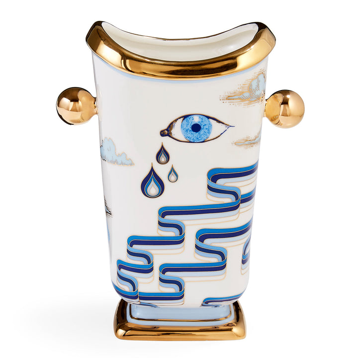 druggist tall vase porcelain blue - front view