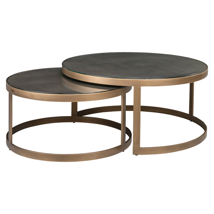 Richmond Interiors 2er Set Couchtisch Bloomville inkl. Glasplatte | Gold