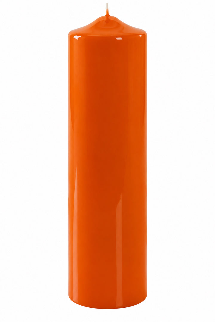 Glänzende Stumpenkerze Orange | Ø 80x240