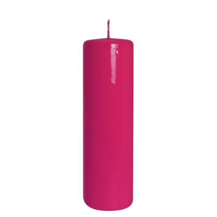 Glänzende Stumpenkerze Pink