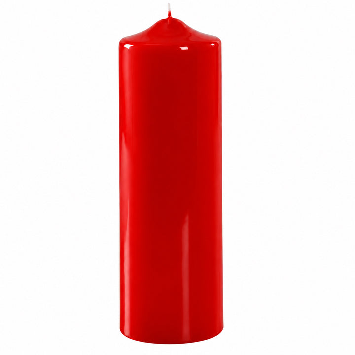 Glänzende Stumpenkerze Rot | Ø 80x240