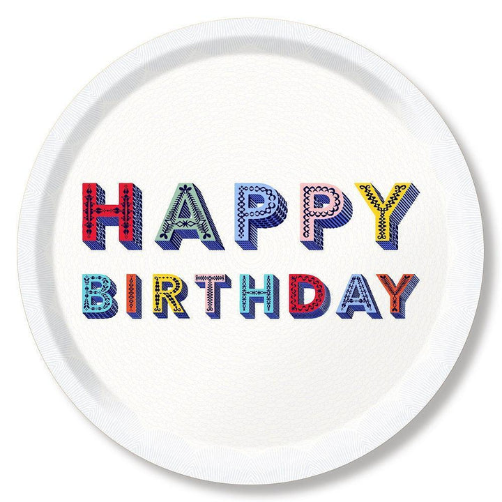 Jamida of Sweden Tablett HAPPY Birthday Multicolor | Ø 39 cm