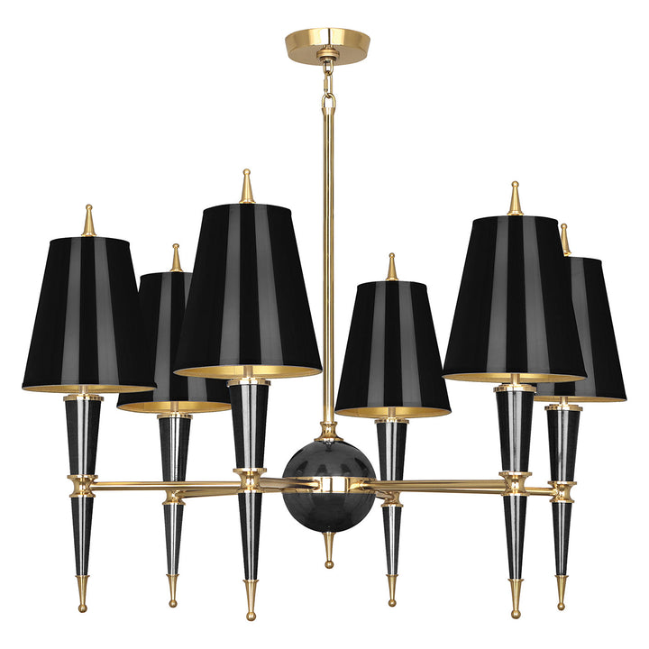 Jonathan Adler 6-flammiger Kronleuchter Chandelier Versailles | Schwarz