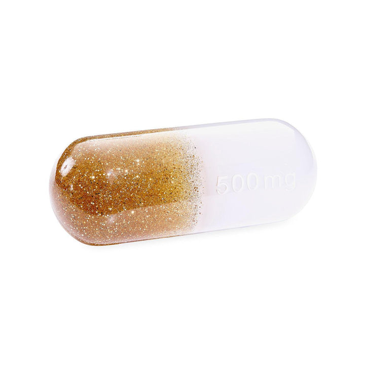 Jonathan Adler Acryl Deko Objekt Pille Large mit Ständer | Gold Glitter