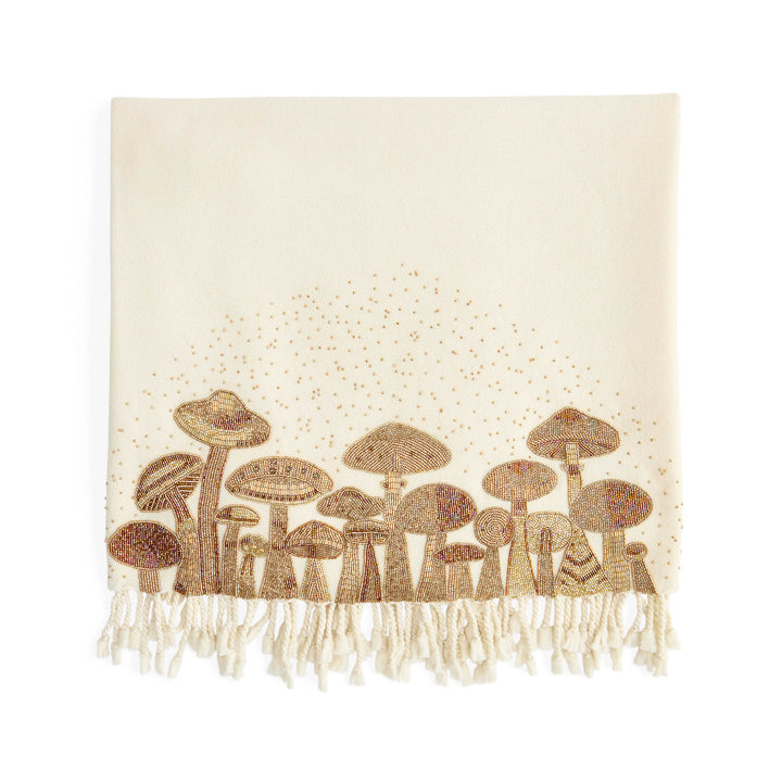 Jonathan Adler mit Perlen bestickte Kamelhaar-Wolldecke Mushrooms | 127x178 cm