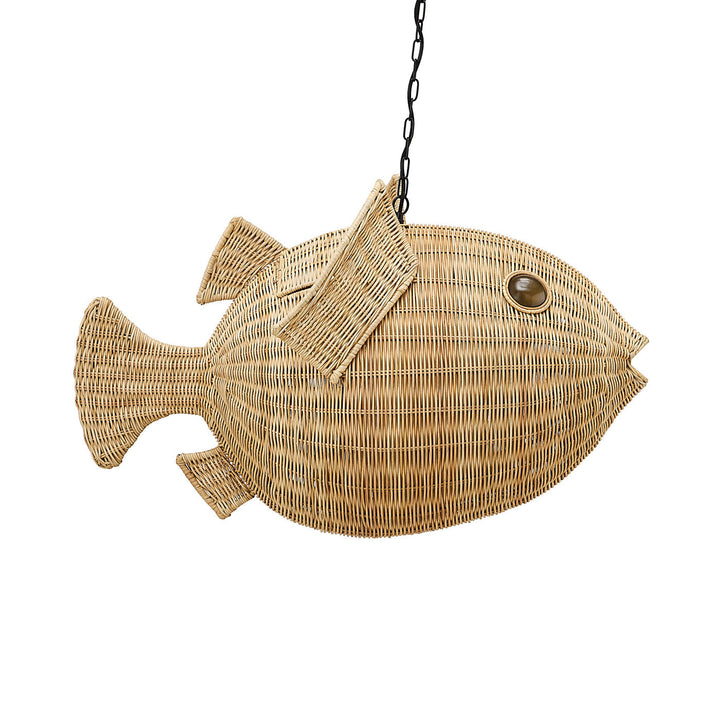 Jonathan Adler Pendelleuchte Hängelampe Kugelfisch aus Korbgeflecht | Medium