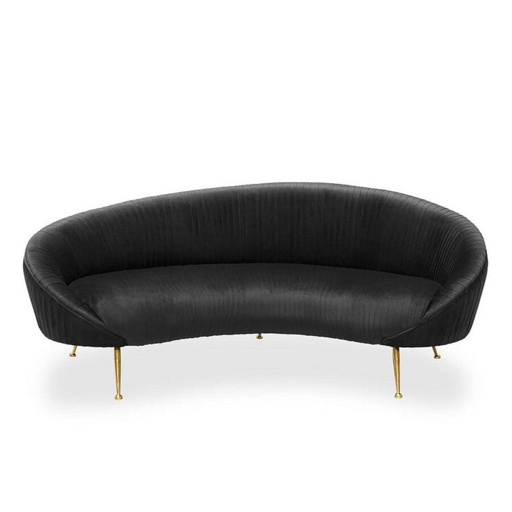 Abhika Rundes Samt-Sofa Kelly Plissee | Schwarz