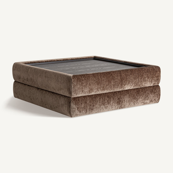 Vical Table Basse Carrée Puch en Bois avec Bordure en Tissu | Marron