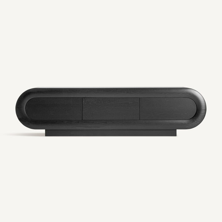 Vical abgerundetes TV Lowboard Chamonix aus Eichenfurnier | Schwarz
