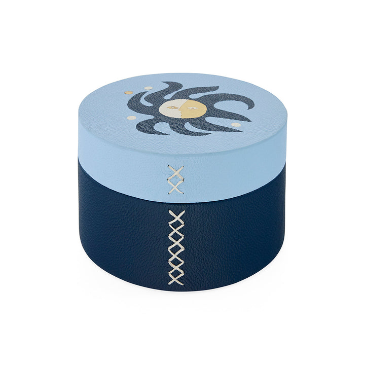 Jonathan Adler runde Leder-Aufbewahrungsbox Playa | Medium