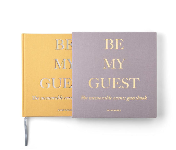 Printworks Gästebuch in Taupe und Gelb mit Goldschrift, stilvolles Coffee Table Accessoire