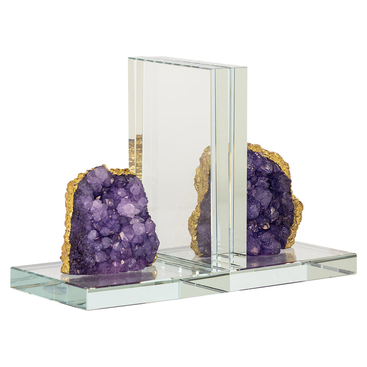 Richmond Interiors 2er Set Kristall-Buchstützen Agate mit echtem Achat
