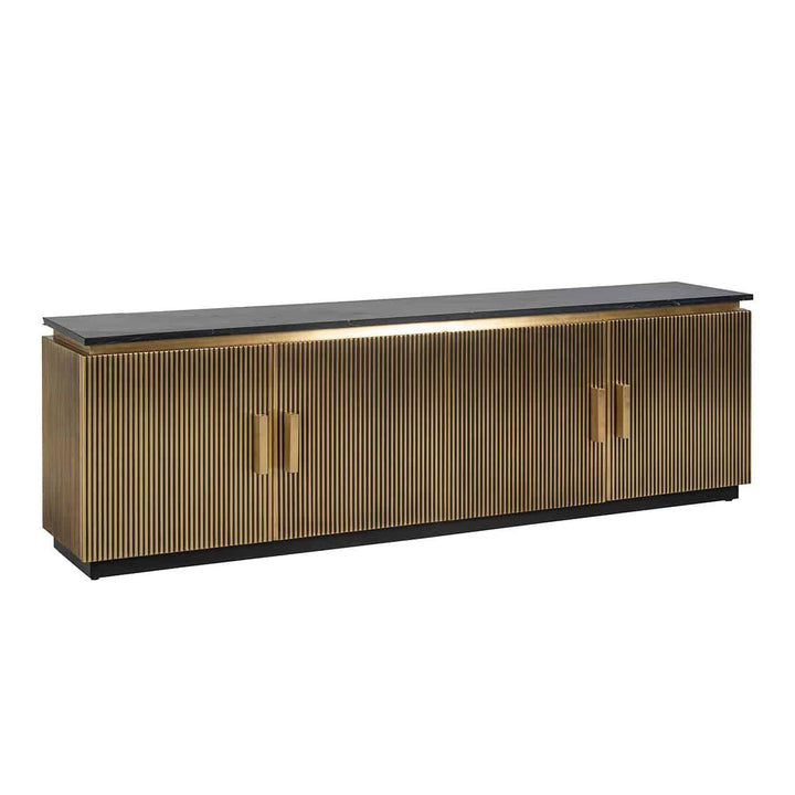 Richmond Interiors Marmor TV Lowboard Ironville 4-türig | Gold - Ausstellungsstück