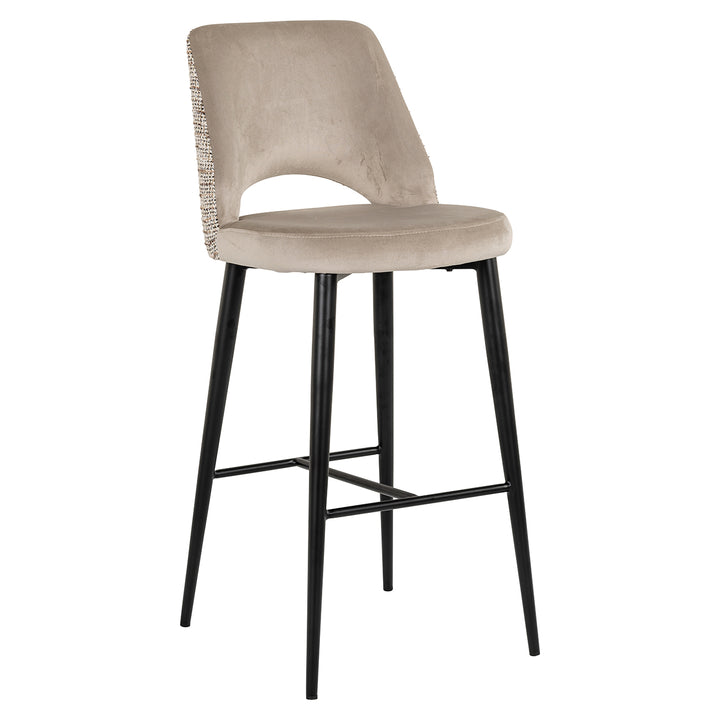 Richmond Interiors Samt-Barhocker Tabitha | Nature & Khaki
