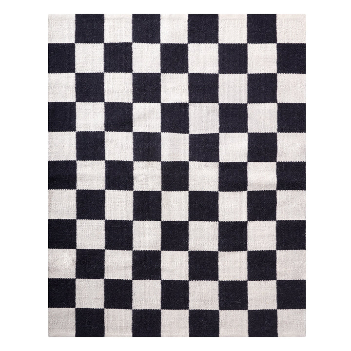 Jonathan Adler Teppich Checkerboard Large Scale Flatweave | Schwarz