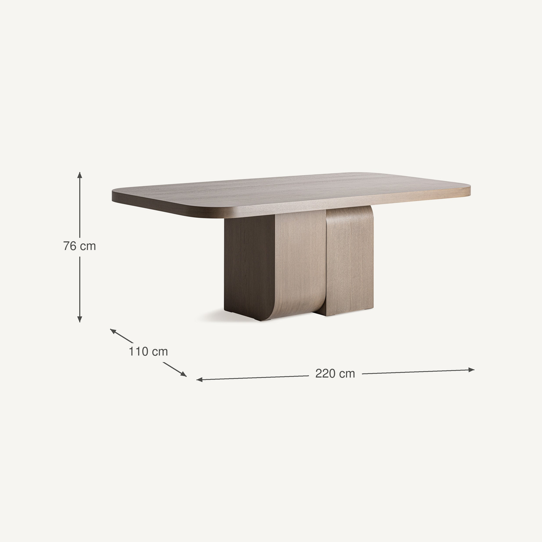 Vical Esstisch Stein aus Eichenfurnier | 220x110 cm – Abmessungen