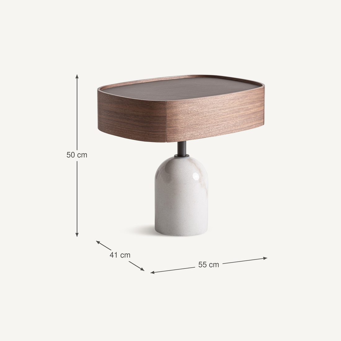 Vical Wooden Bedside Table Mens With Marble Base And Drawer – Abmessungen
