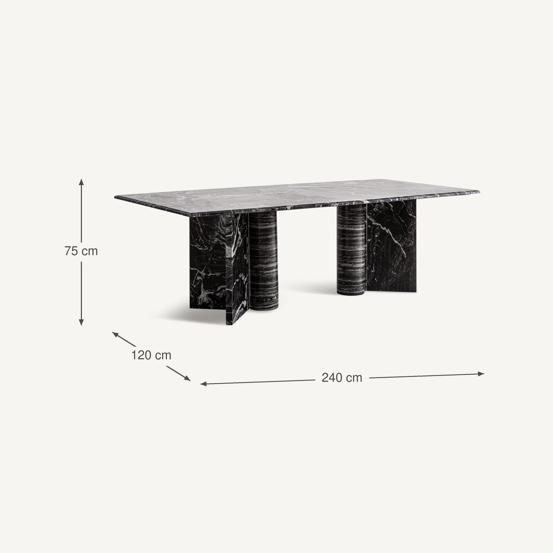 Vical Marble Dining Table Gautby | 240x120 cm – Abmessungen