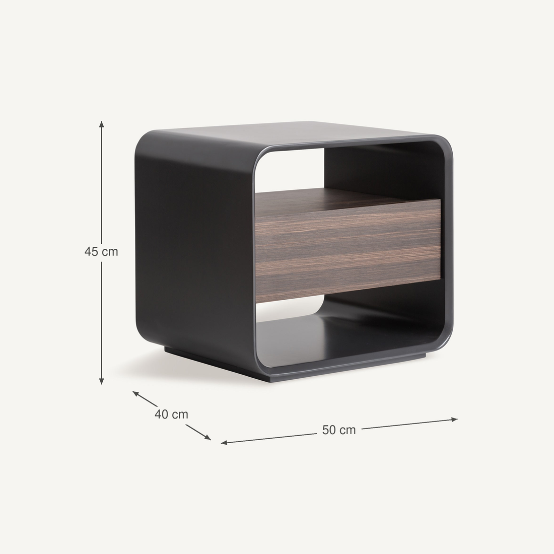Vical Bedside Table Vizille With Drawer | Black – Abmessungen
