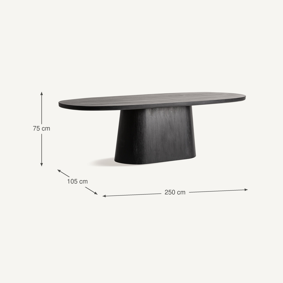 Vical Table À Manger Ovale Nauen En Bois De Manguier | 250x105 cm – Abmessungen
