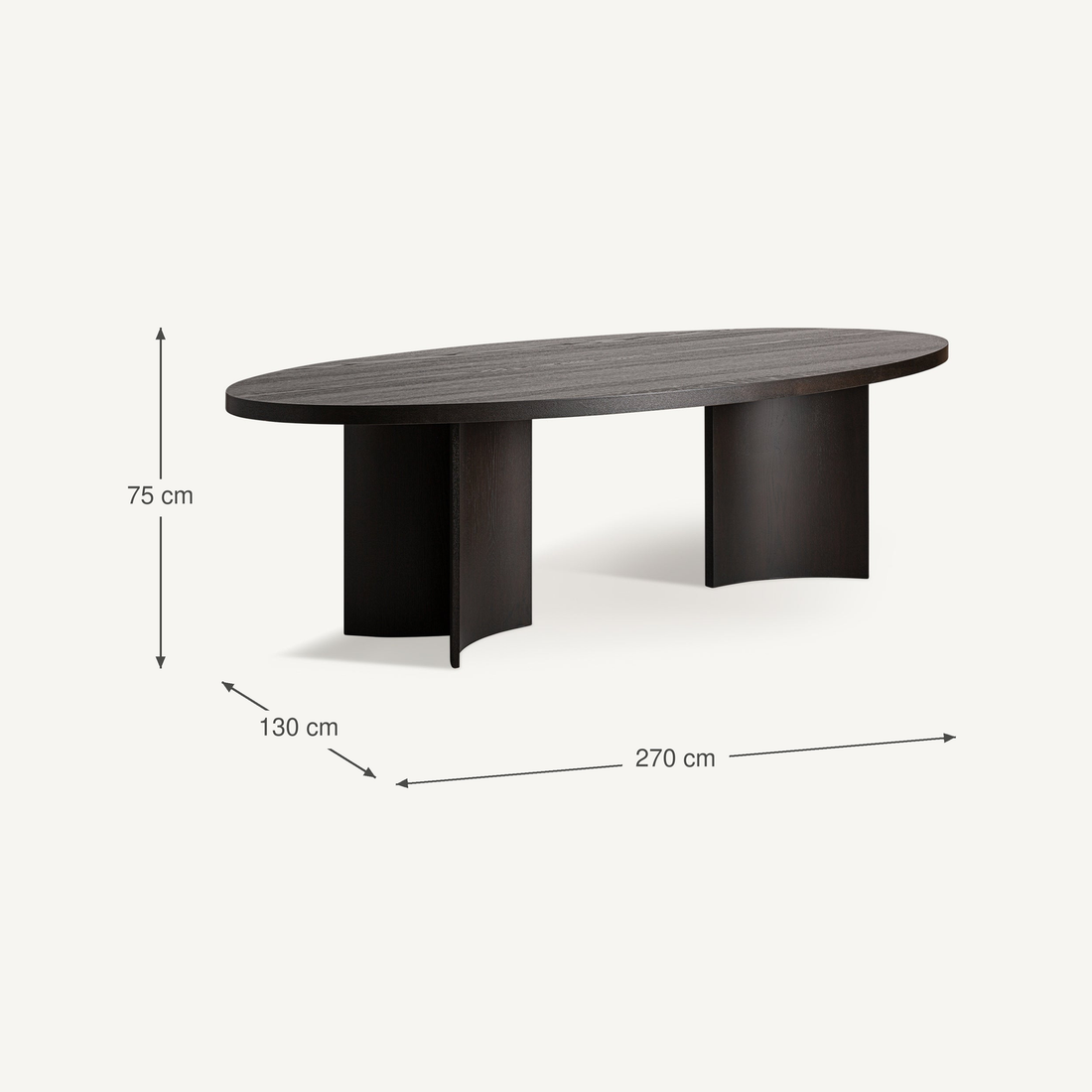Vical Table À Manger Ovale Neuvic En Placage Chêne | 270x130 cm – Abmessungen
