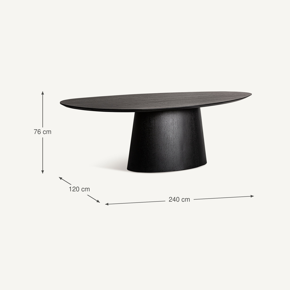 Vical Oval Dining Table Weggis made of Oak Wood | 240x120 cm – Abmessungen