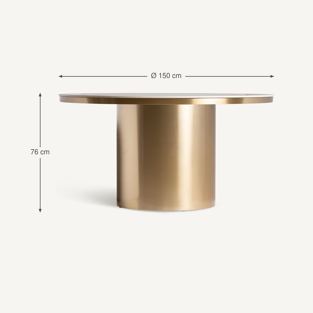Vical Table À Manger Ronde Astach Avec Pied Doré | ø 150 cm – Abmessungen