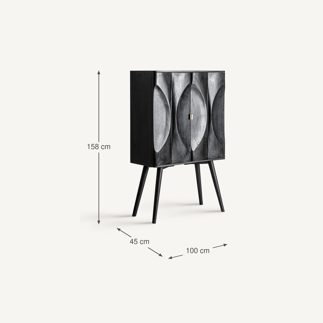Vical Armoire Labar en bois de manguier | Noir – Abmessungen