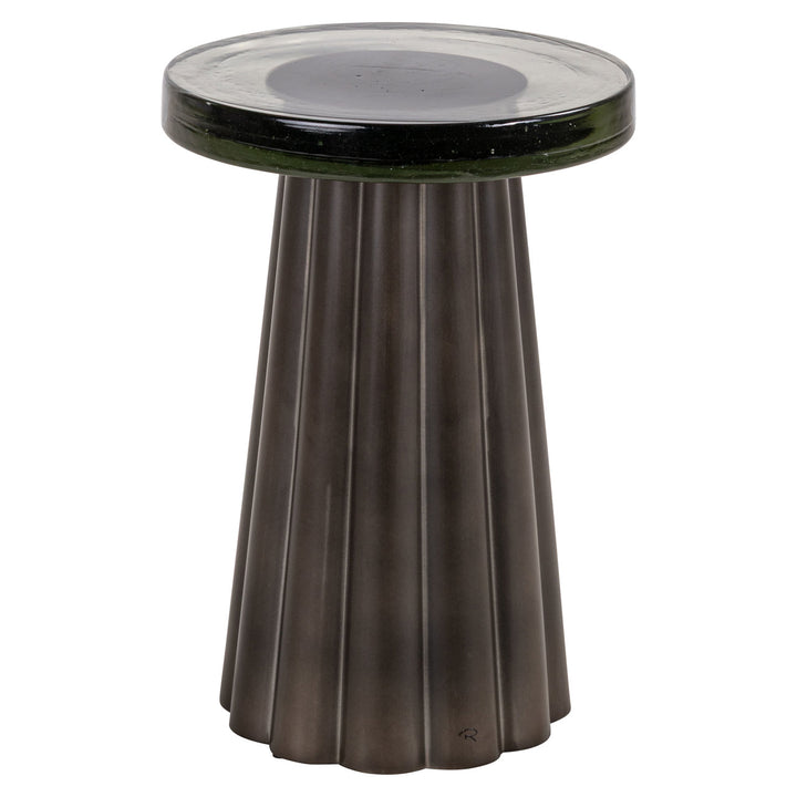 Richmond Interiors runder Glas-Beistelltisch Barwick | Antik Messing