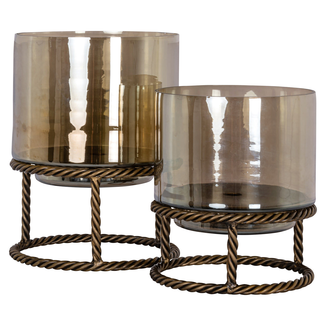 Richmond Interiors Windlicht Ropia gold | H 32 cm