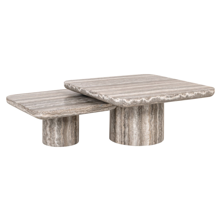 Richmond Interiors 2er Set Marmor Couchtisch Dulce | Grau