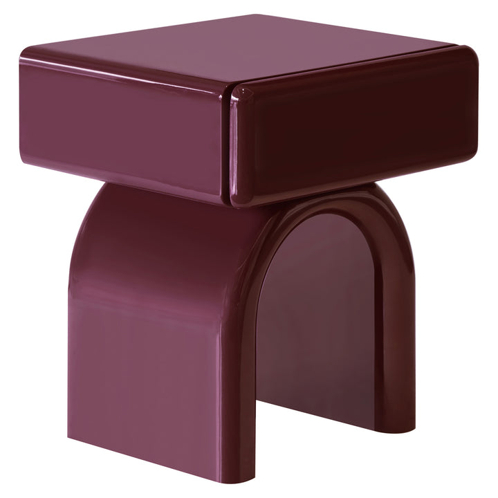 Richmond Interiors Lack-Beistelltisch Nachttisch Bennet mit Schublade | Burgundy