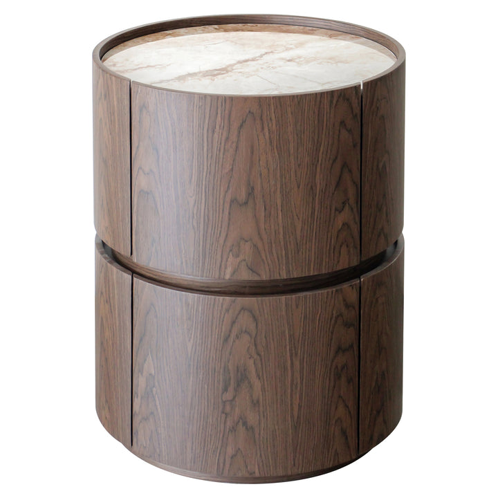 Richmond Interiors runder Beistelltisch Ellery mit 2 Schubladen | Braun