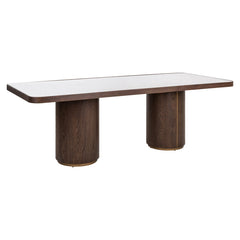 Richmond Interiors Esstisch Willox mit Leinen und Glastop | 235 cm