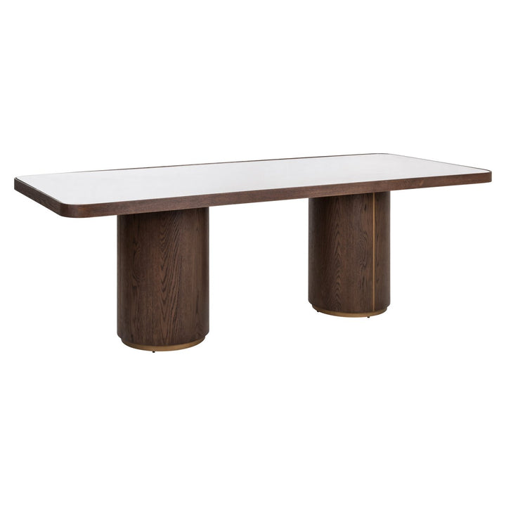 Richmond Interiors Esstisch Willox mit Leinen und Glastop | 235 cm