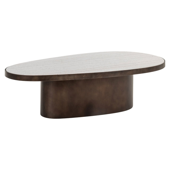 Richmond Interiors ovaler Marmor-Couchtisch Biloxi | braun