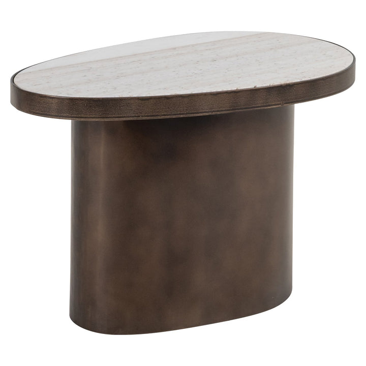 Richmond Interiors ovaler Marmor-Beistelltisch Biloxi | braun