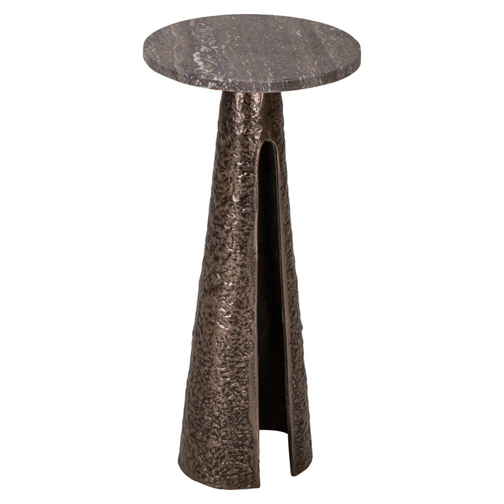 Richmond Interiors runder Travertin-Beistelltisch Eldora Bronze | Ø 25 cm