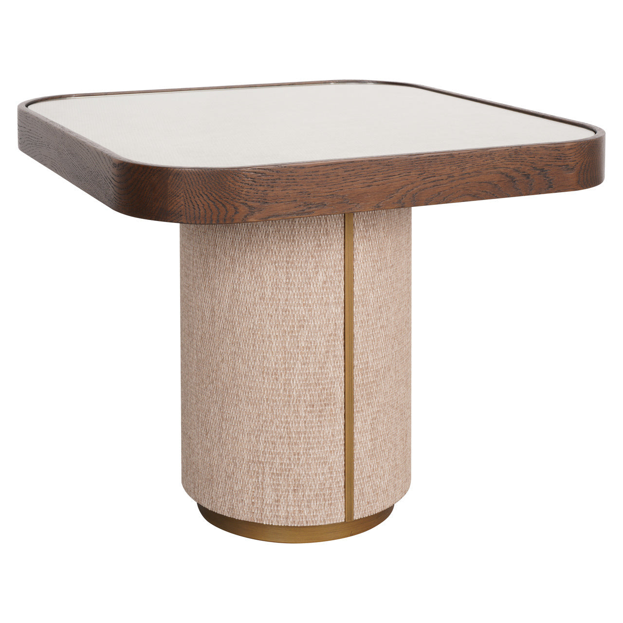 Richmond Interiors quadratischer Beistelltisch Willox mit Leinen und Glastop